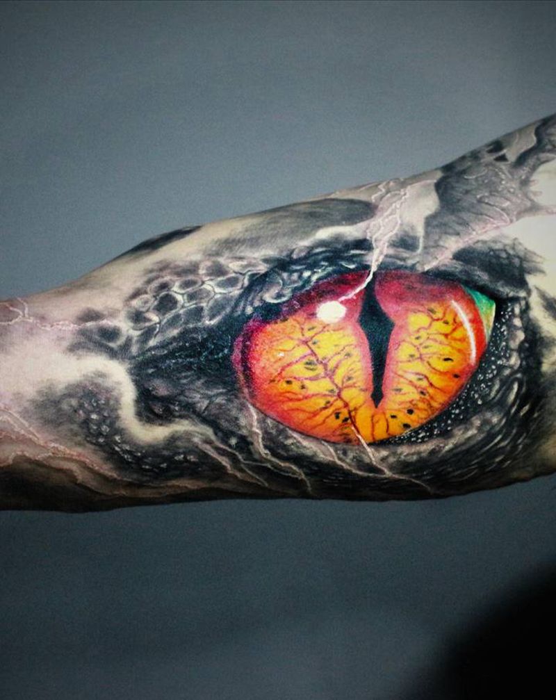 写实龙眼纹身图片_手臂欧美写实纹身图案