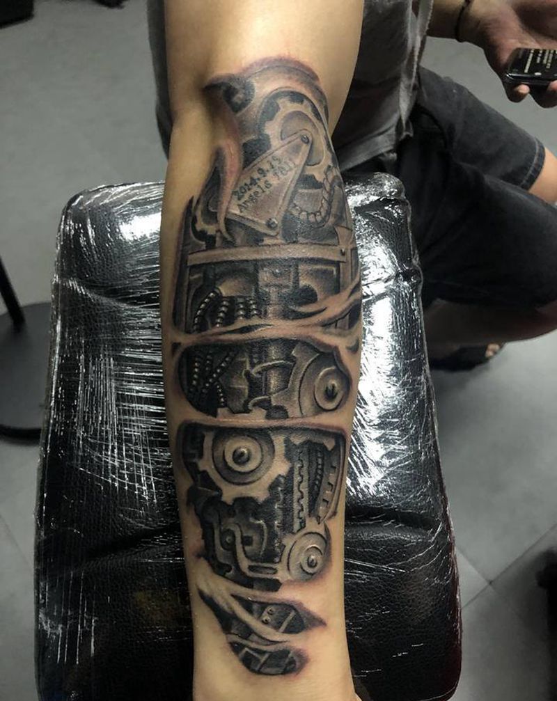 修改机械臂纹身图片_欧美写实机械臂纹身图案