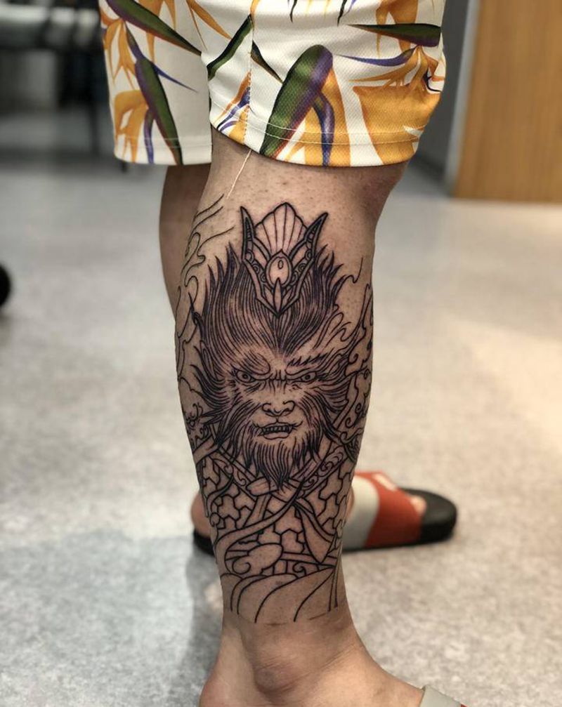 包小腿纹身纹身图片_腿部脚部新传统纹身图案