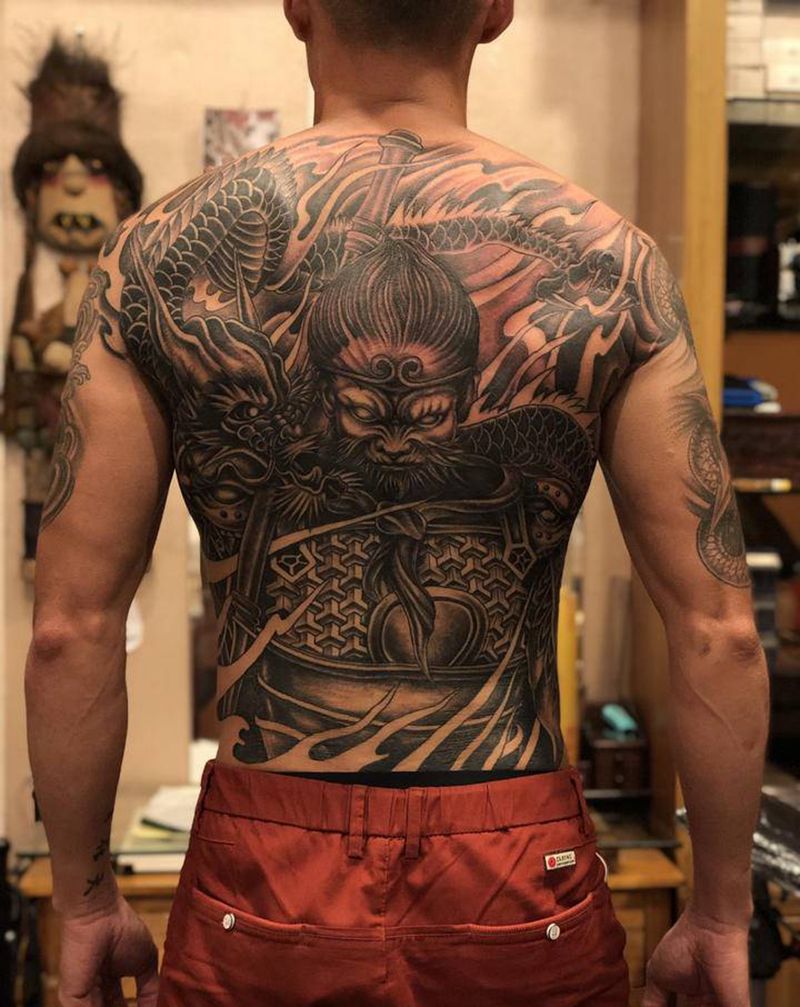 斗战胜佛纹身纹身图片_背部新传统纹身图案