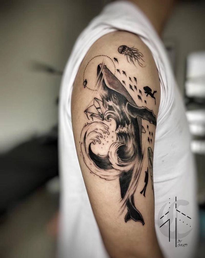 母情纹身图片_手臂几何纹身图案