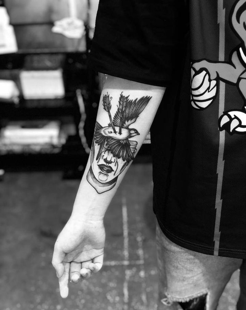 黑暗系列纹身图片_手臂新传统纹身图案