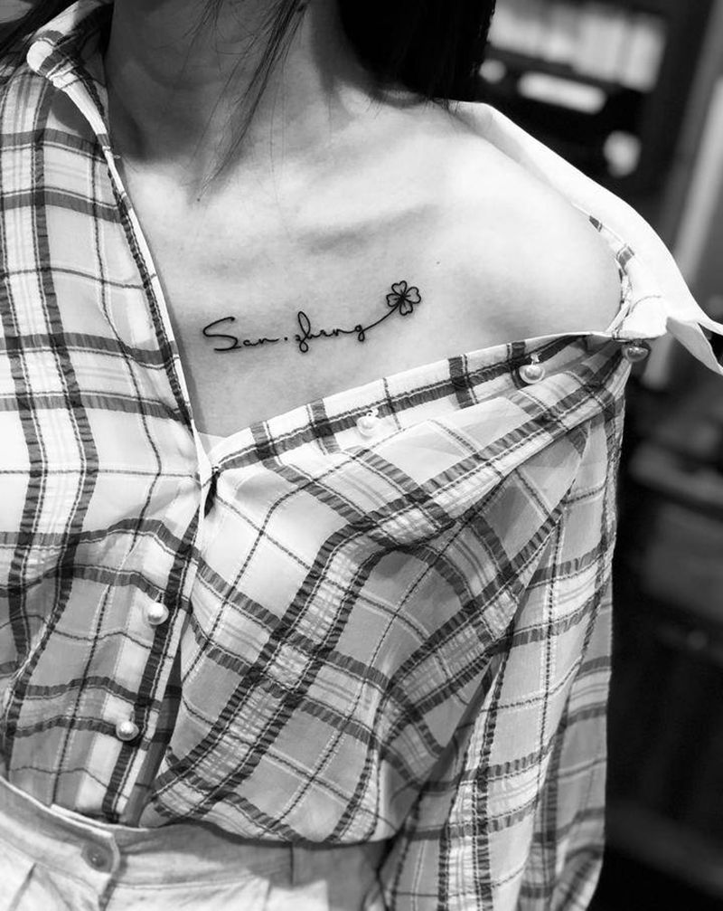 字母纹身图纹身图片_胸部新传统纹身图案