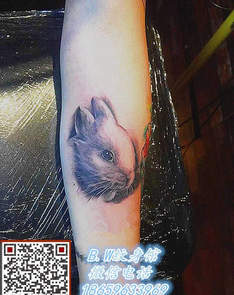 兔纹身图片_手臂手部欧美写实纹身图案