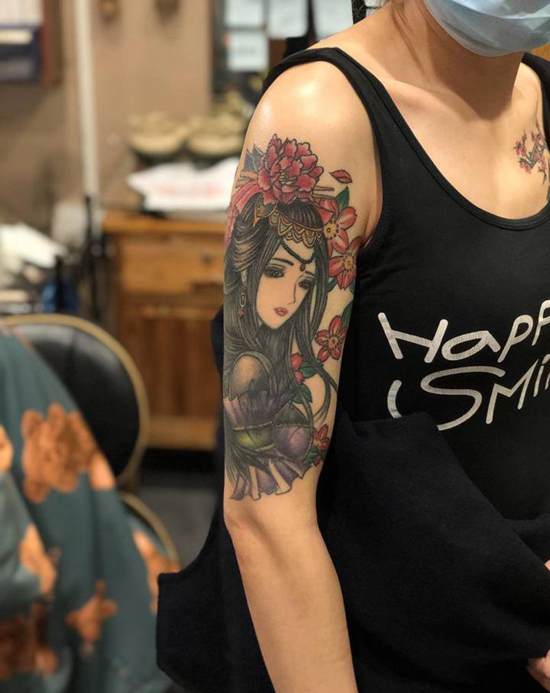 艺妓纹身纹身图片_手臂新传统纹身图案