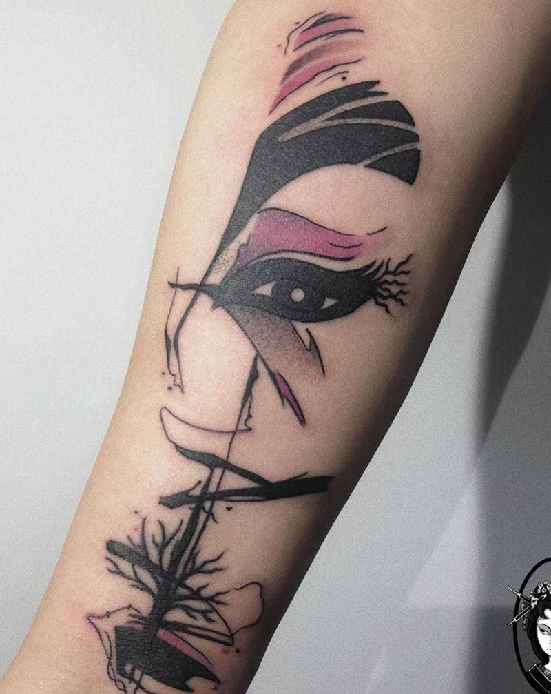 抽象遮盖添加纹身图片_手部手臂水彩抽象纹身图案