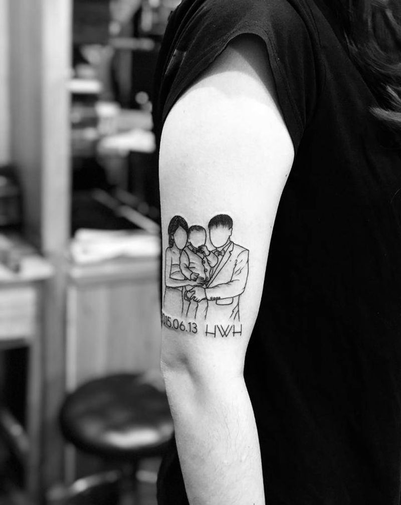 照片简笔画纹身图片_手臂手部新传统纹身图案