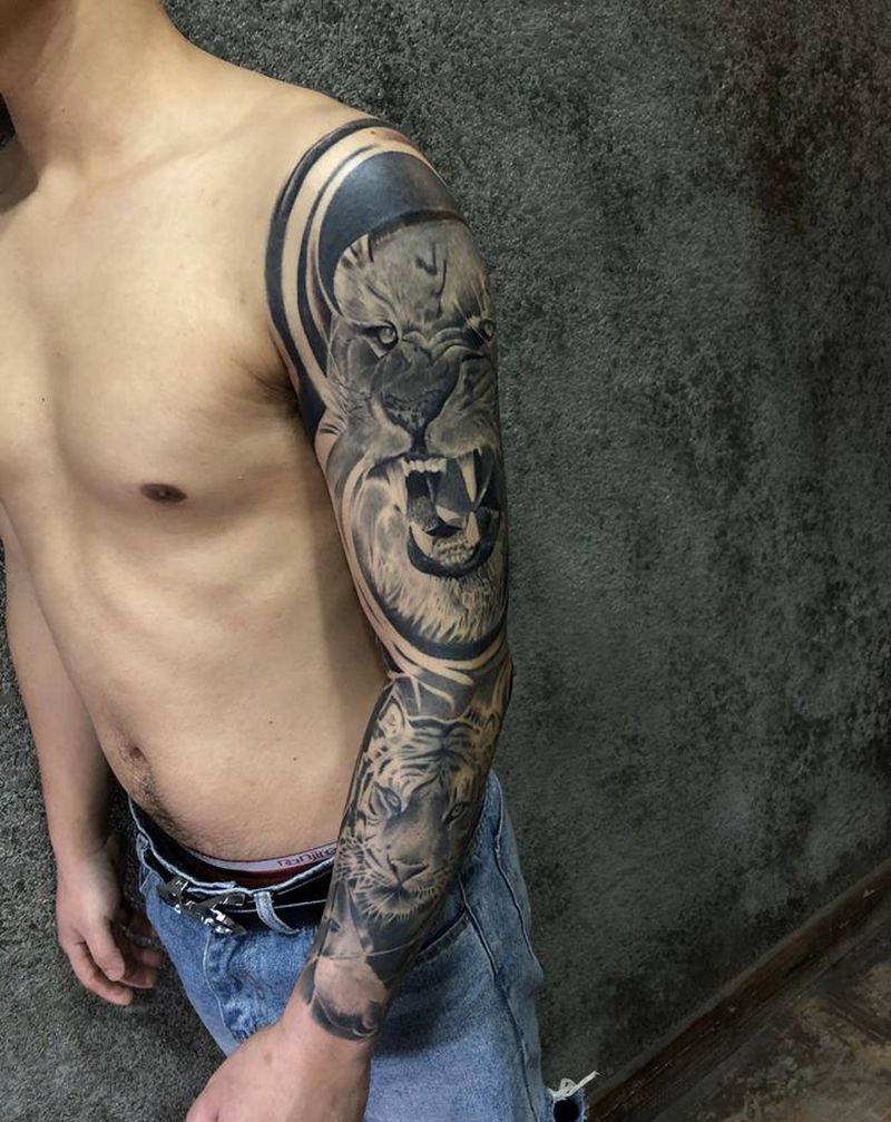 欧美花臂纹身图片_欧美写实纹身图案