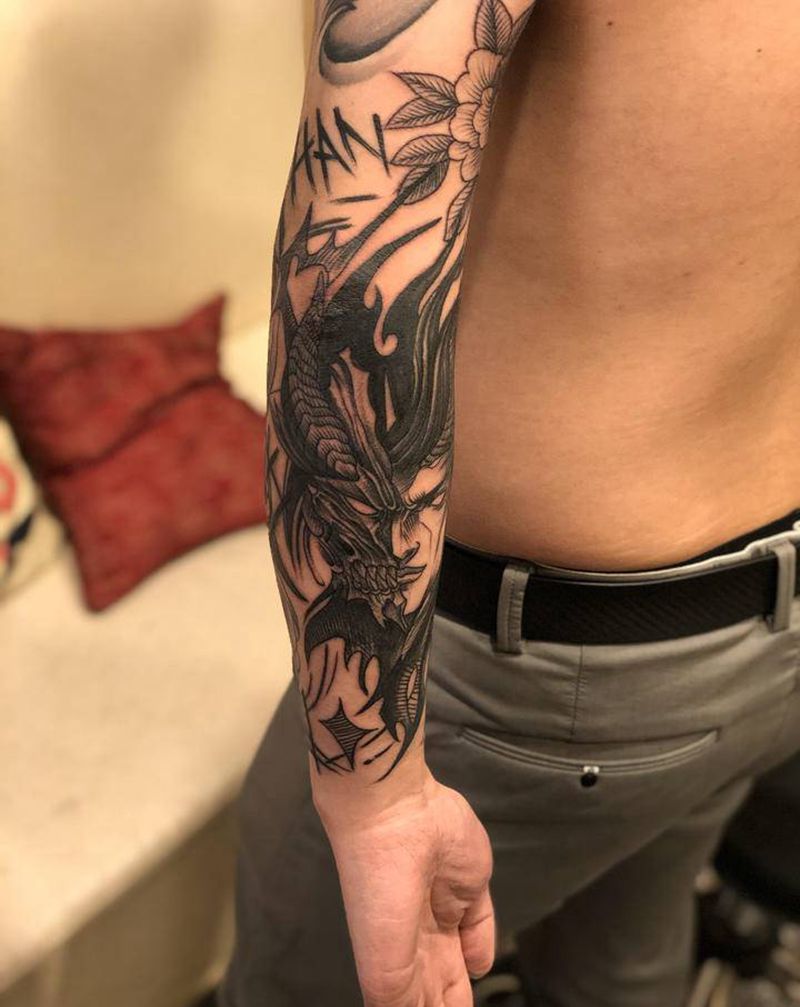 暗黑系列纹身图片_手臂手部新传统纹身图案