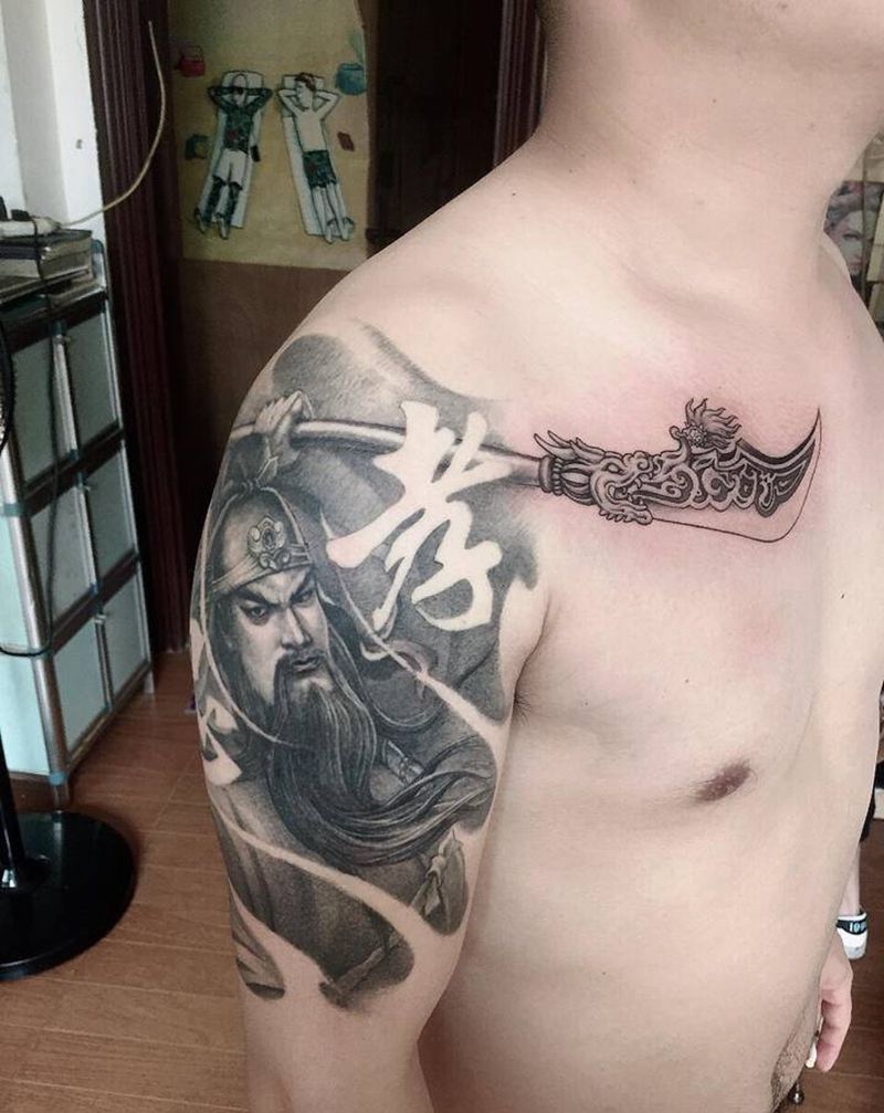 二爷有刀用了纹身图片_手臂新传统纹身图案