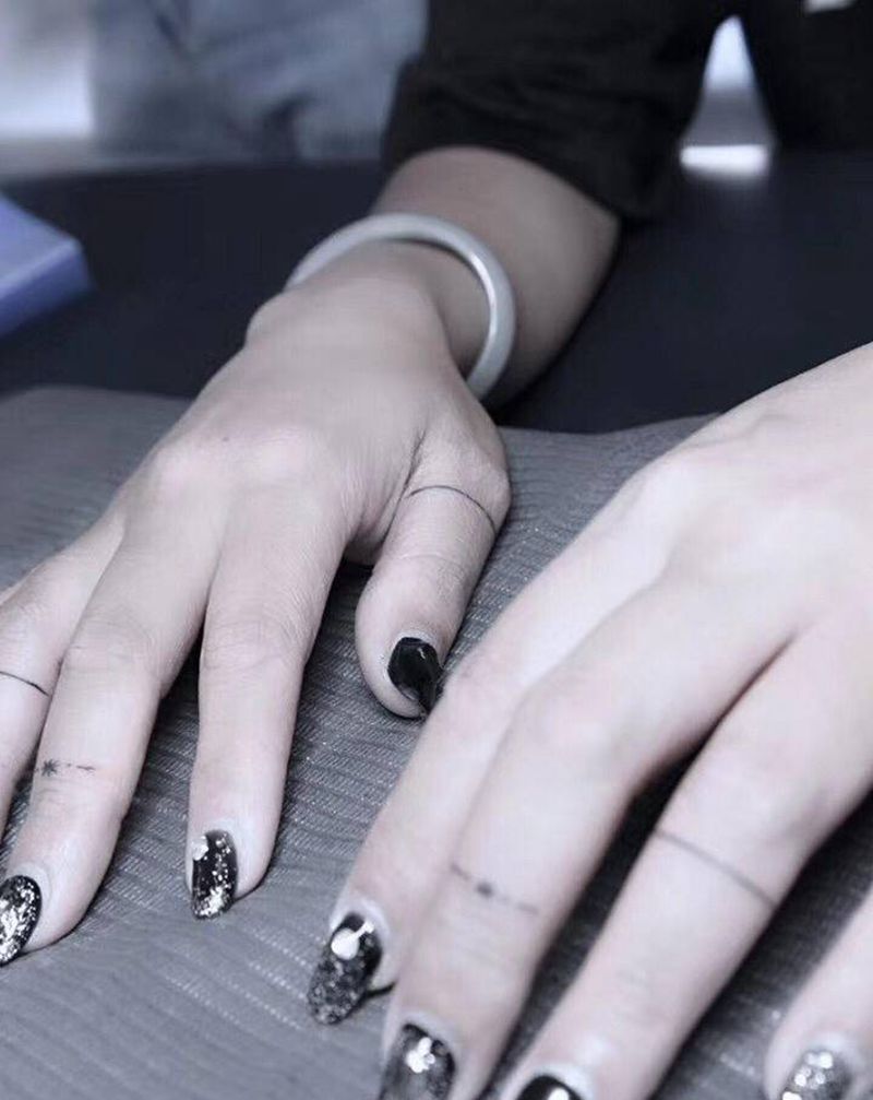 线条纹身图片_手部点刺几何纹身图案