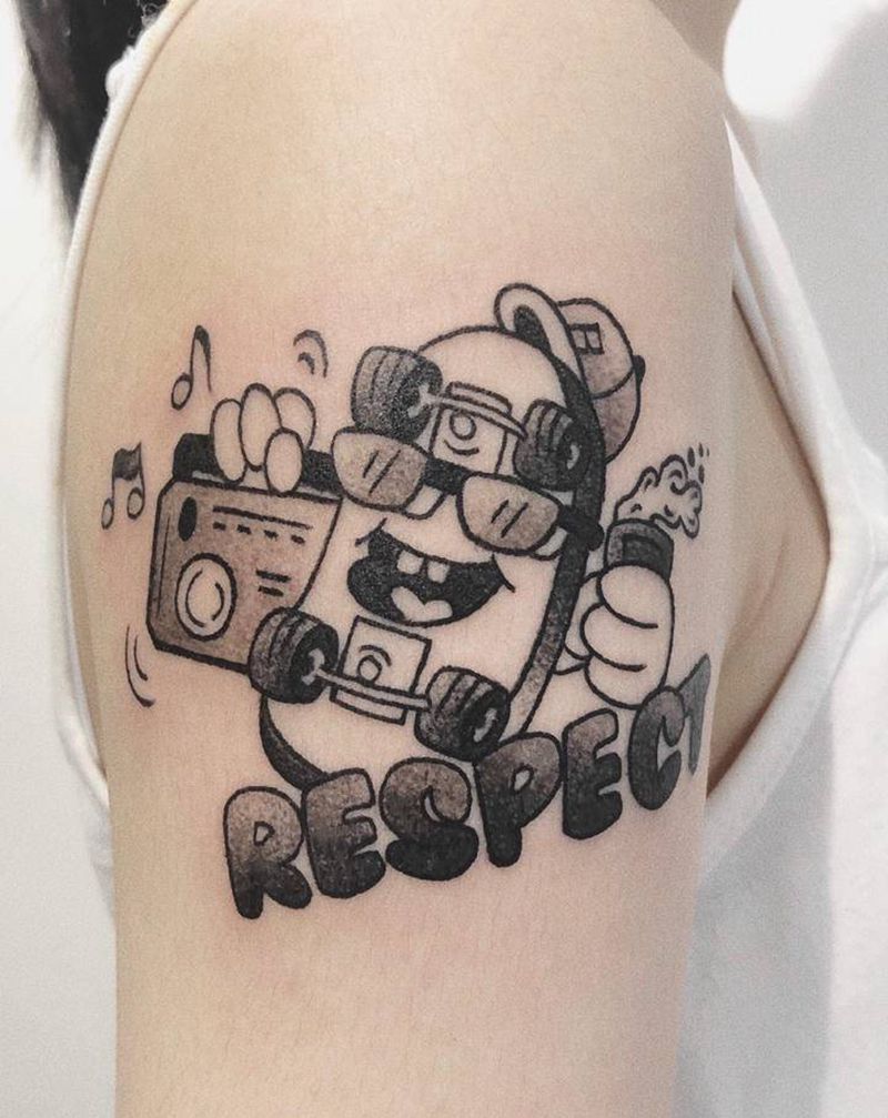 Old school纹身图片_手部手臂Old School滑板嘻哈涂鸦纹身图案