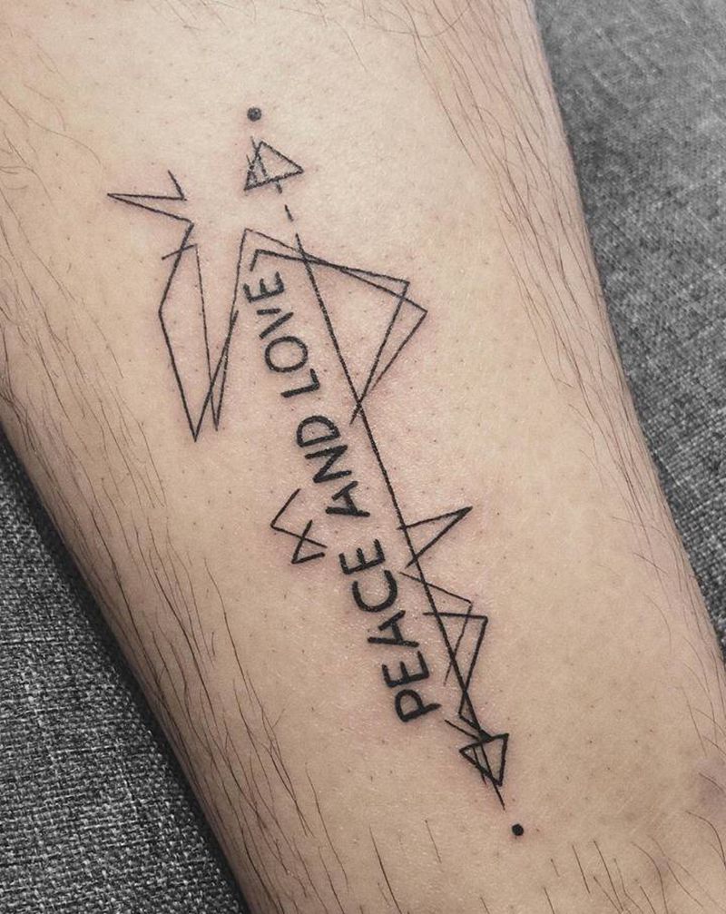 Peace and Love纹身图片_脚部腿部几何纹身图案