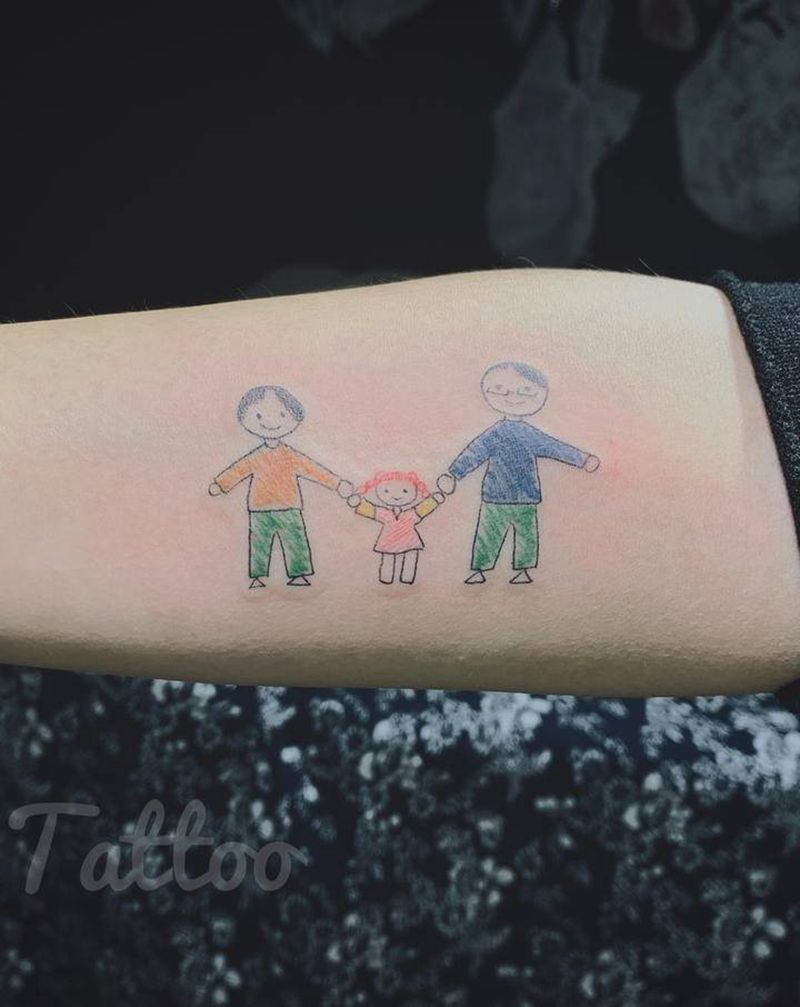 「家人」纹身图片_手臂纹身图案