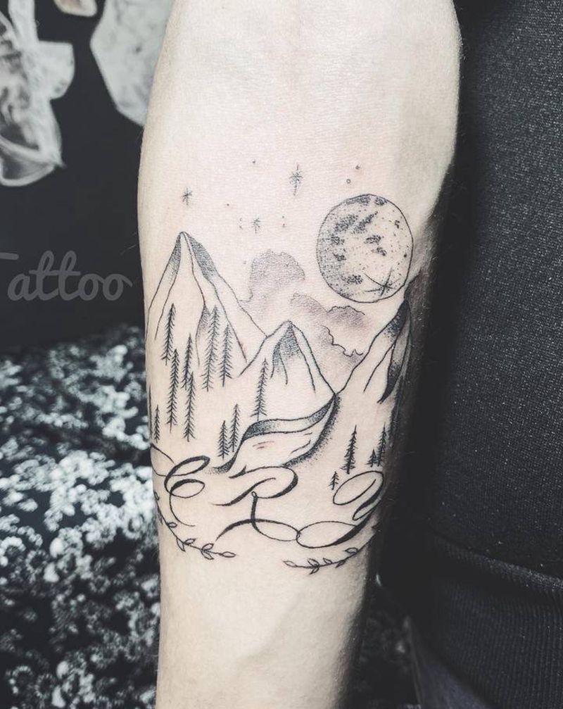 「山里」纹身图片_手臂纹身图案
