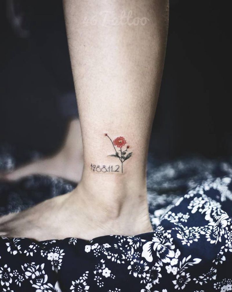 「小花」纹身图片_脚部纹身图案