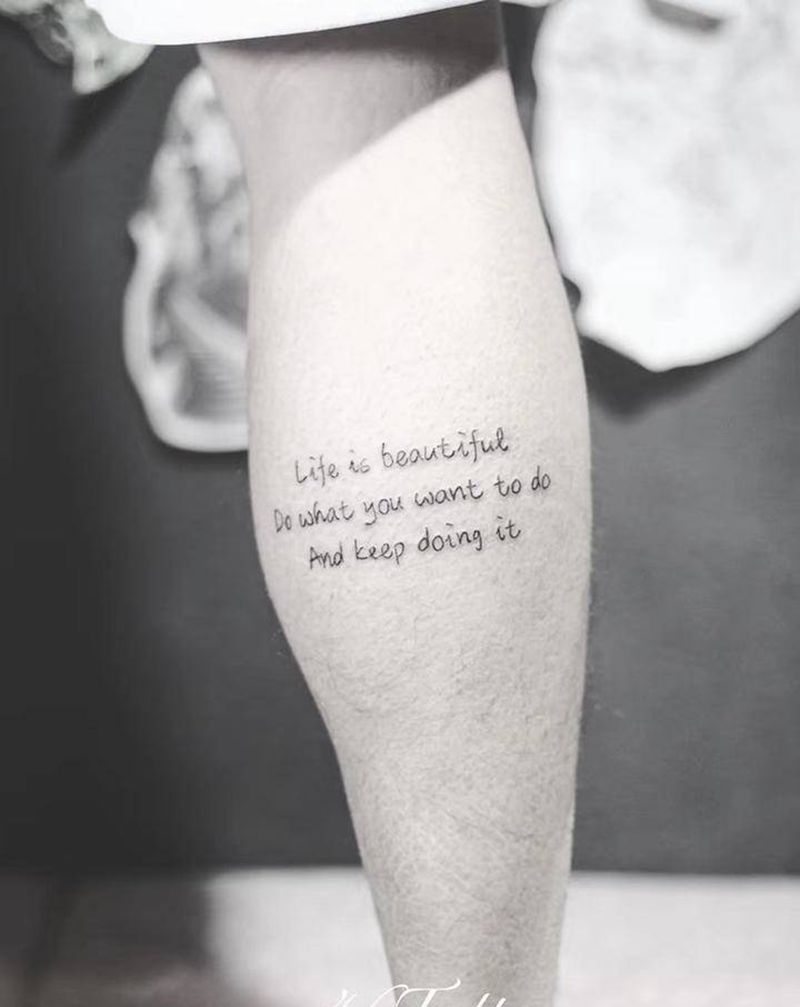 「英文」纹身图片_腿部纹身图案