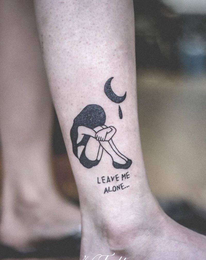 「磨砂颗粒雾面」纹身图片_腿部纹身图案