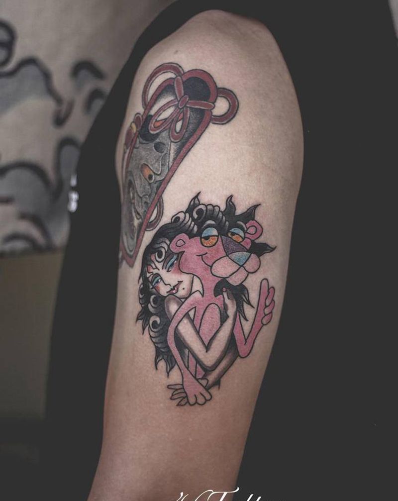 Old school 顽皮豹纹身图片_手臂Old School纹身图案