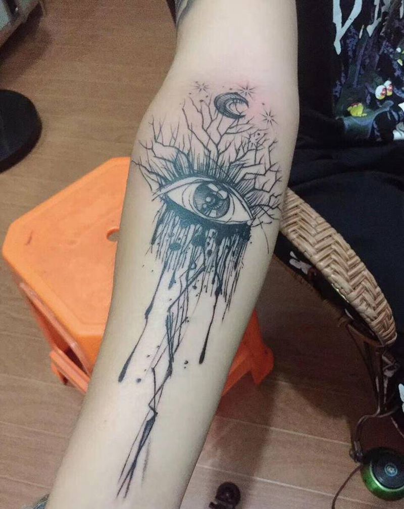 眼纹身图片_手臂新传统纹身图案