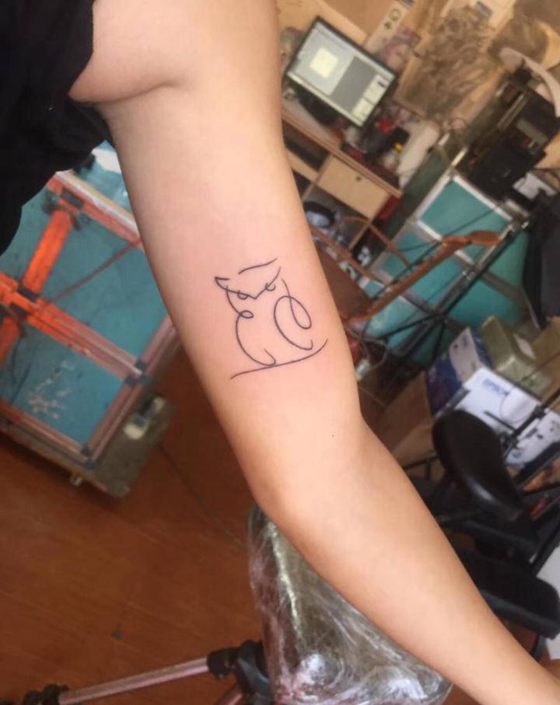 猫头纹身图片_手臂新传统纹身图案