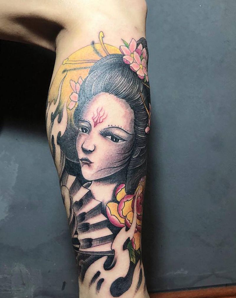 艺伎纹身图片_手臂腿部纹身图案