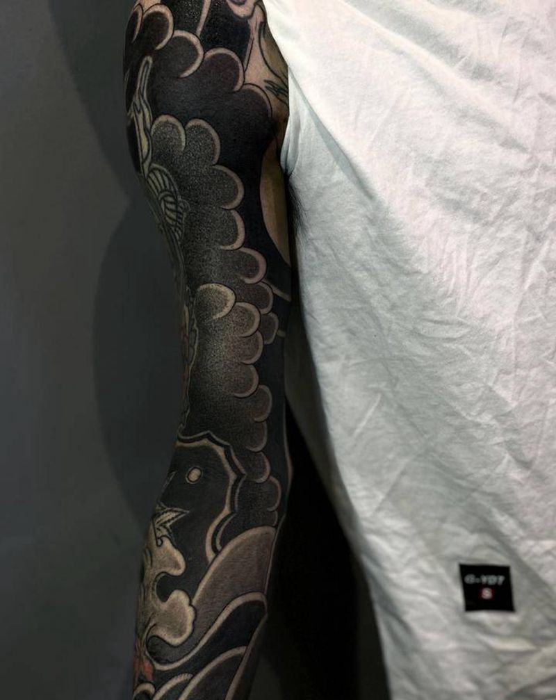 老传统花臂纹身图片_老传统纹身图案