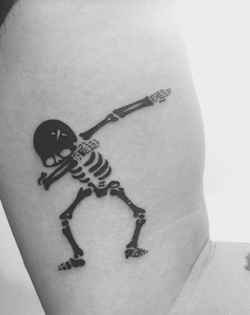 骷髅纹身图片_手臂手部点刺骷髅纹身图案