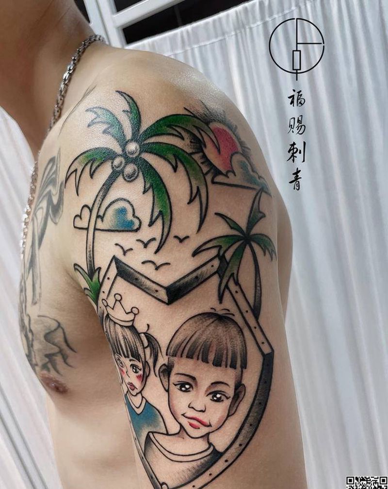 卡通头像纹身图片_手臂手部Old SchoolNew School纹身图案