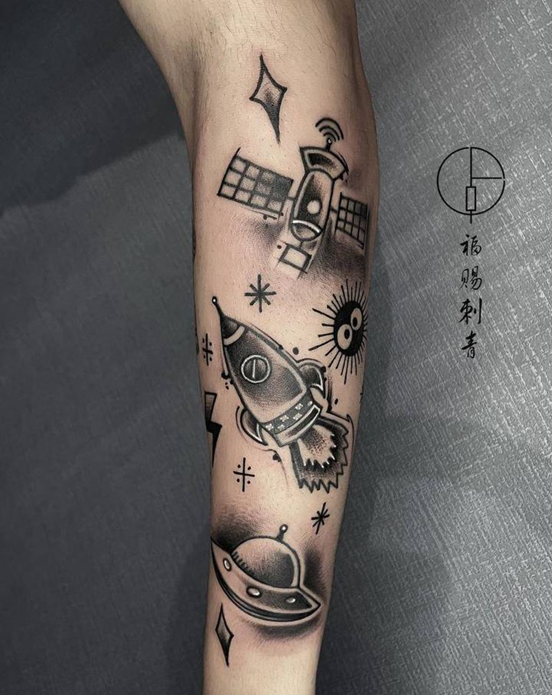 拼接花臂纹身图片_手部手臂Old SchoolNew School纹身图案