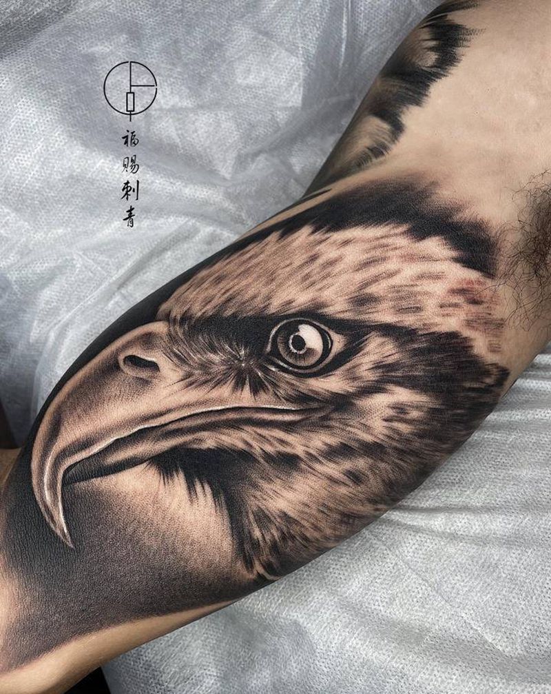 写实老鹰纹身图片_手部手臂欧美写实纹身图案