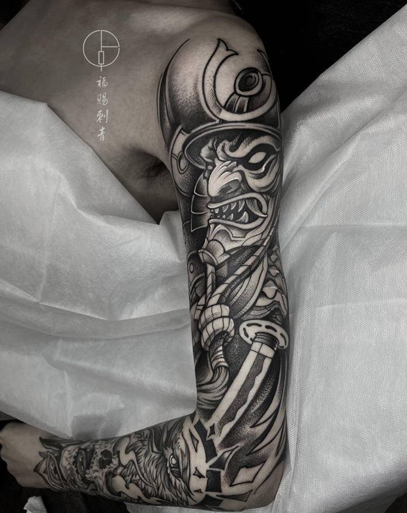 花臂嘛纹身图片_手臂手部点刺新传统纹身图案