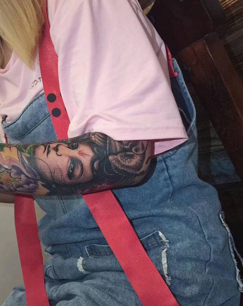 花臂艺伎纹身图片_手部手臂新传统纹身图案