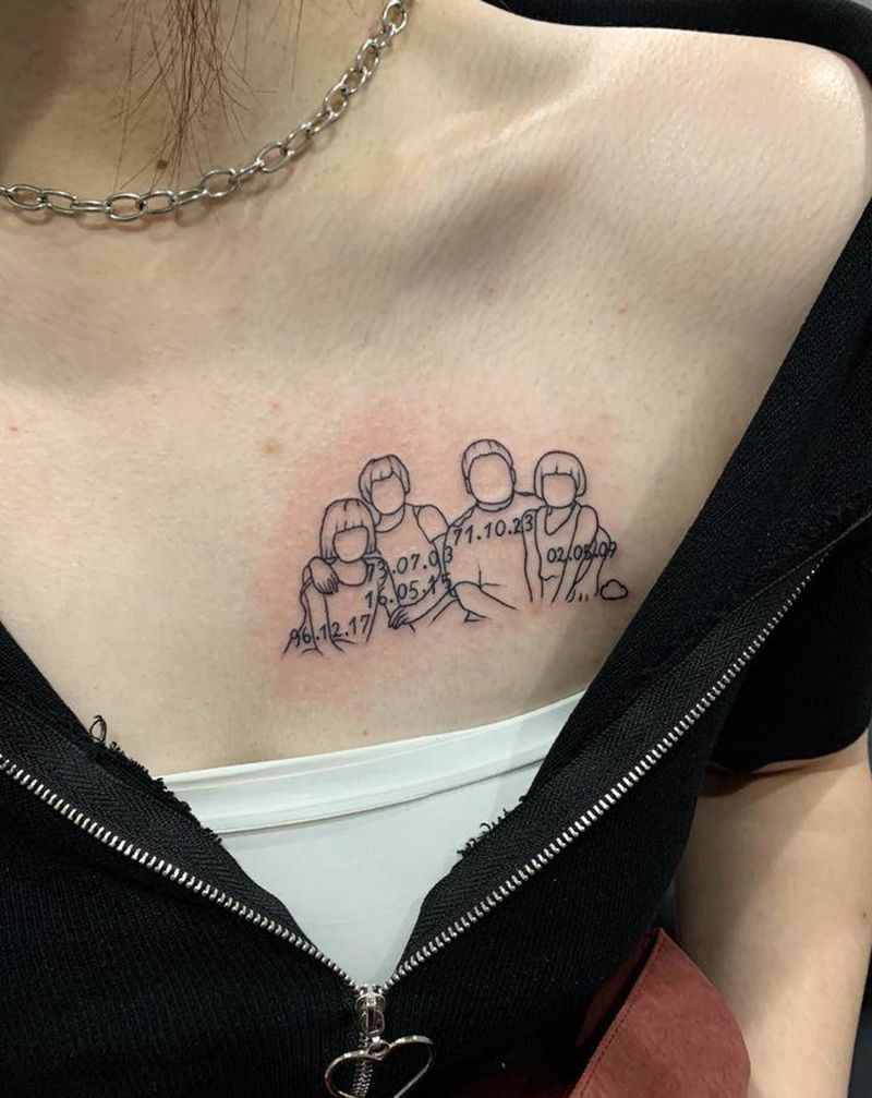 照片简笔画纹身图片_胸部几何纹身图案