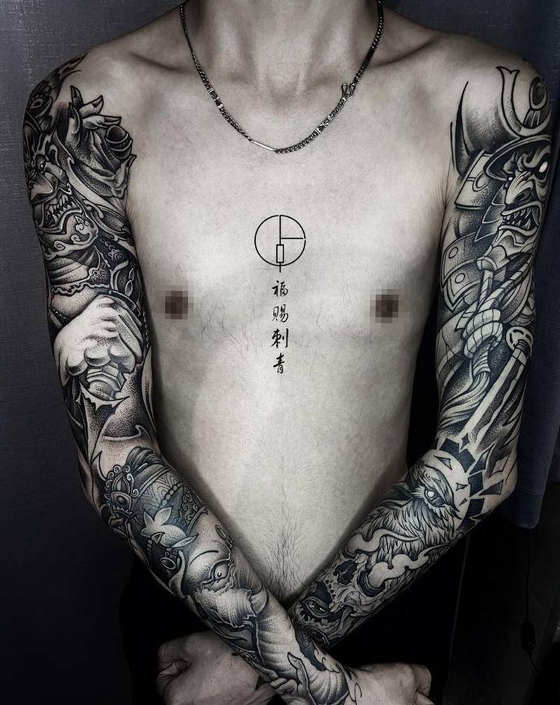 花臂纹身图片_手臂手部新传统老传统纹身图案