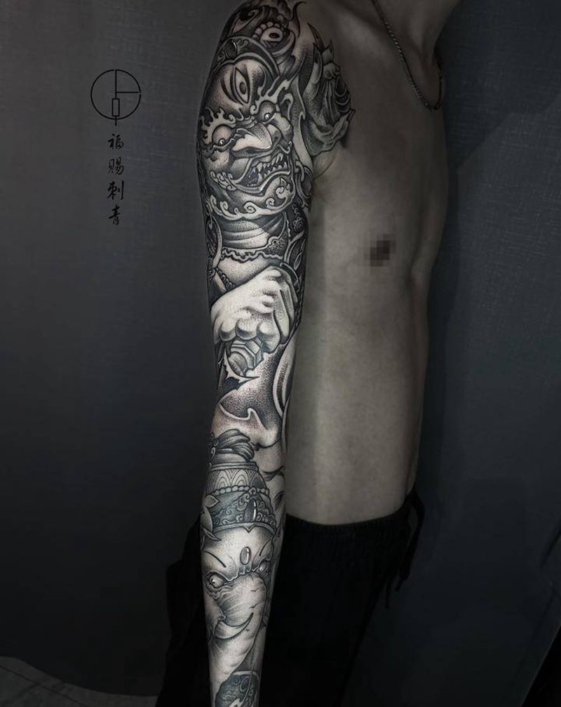 花臂纹身图片_手部手臂新传统老传统纹身图案