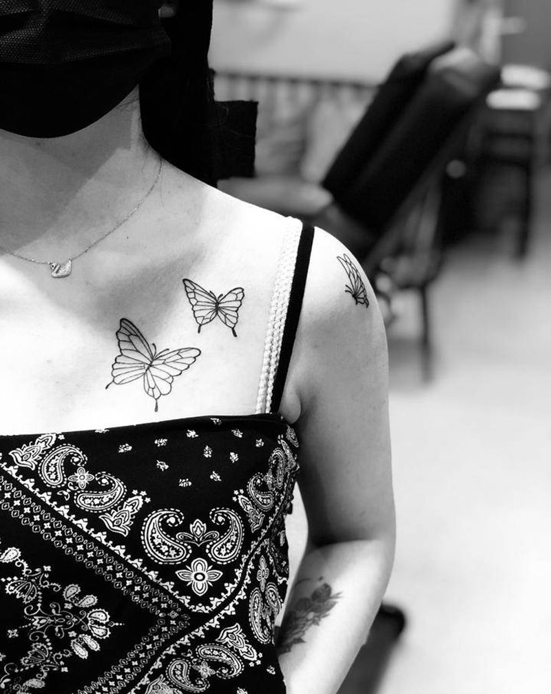 蝴蝶纹身纹身图片_肩部图腾纹身图案