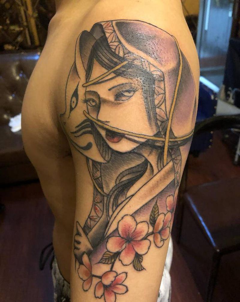 艺妓纹身图片_手臂New School纹身图案