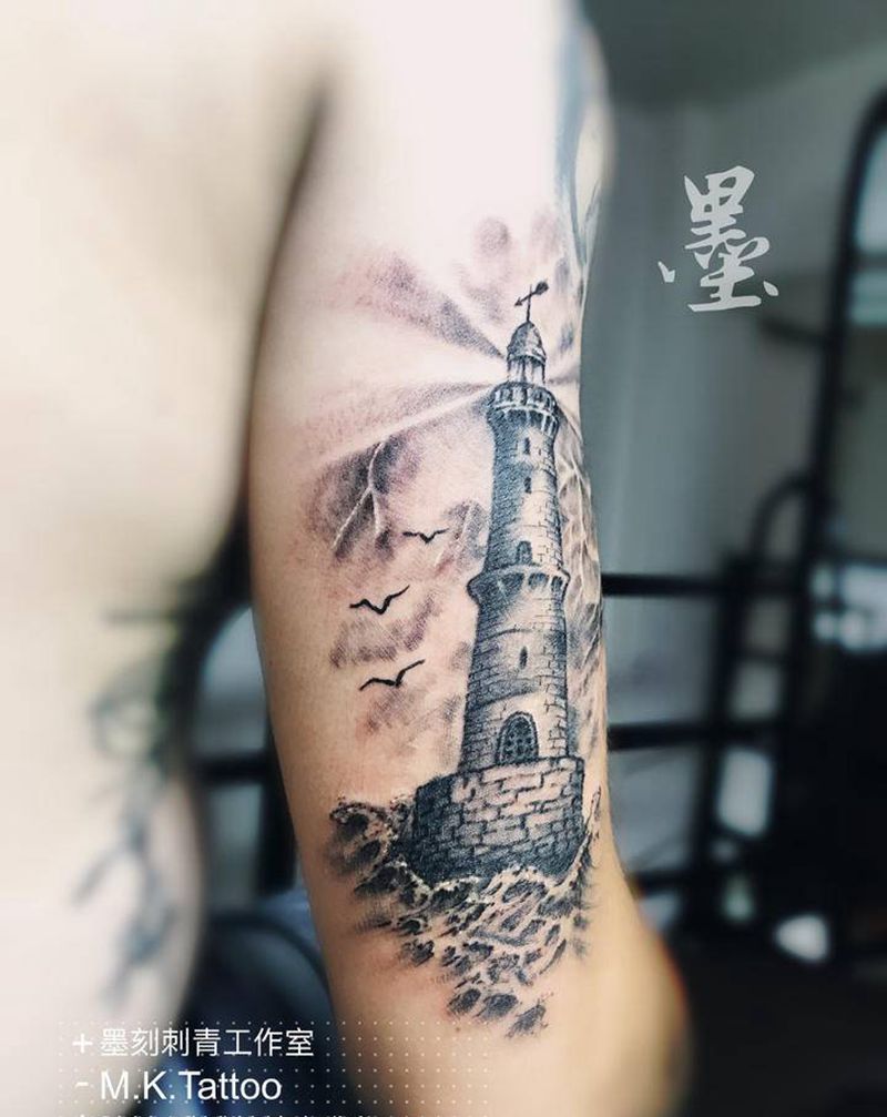 灯塔纹身图片_手臂纹身图案