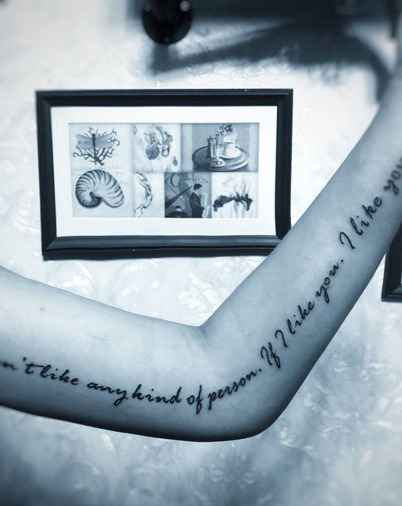 英文纹身图片_手臂花体字纹身图案