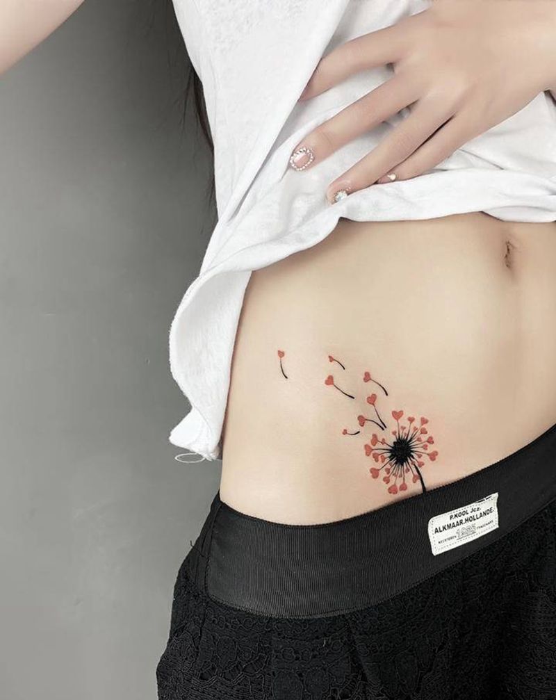 遮盖作品纹身图片_胸部腰部图腾水彩纹身图案