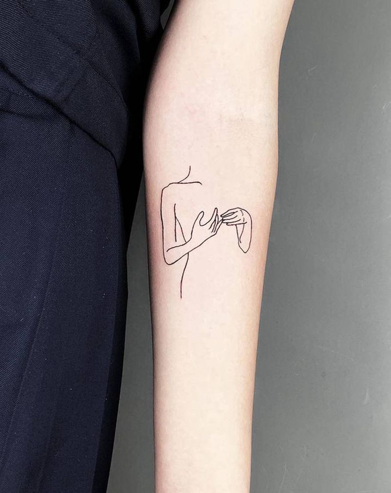 性冷淡风纹身图片_手臂手部几何点刺纹身图案