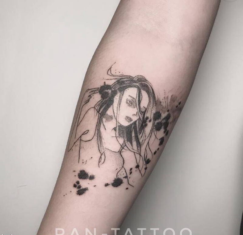 手臂作品纹身图片_手部手臂点刺水彩纹身图案