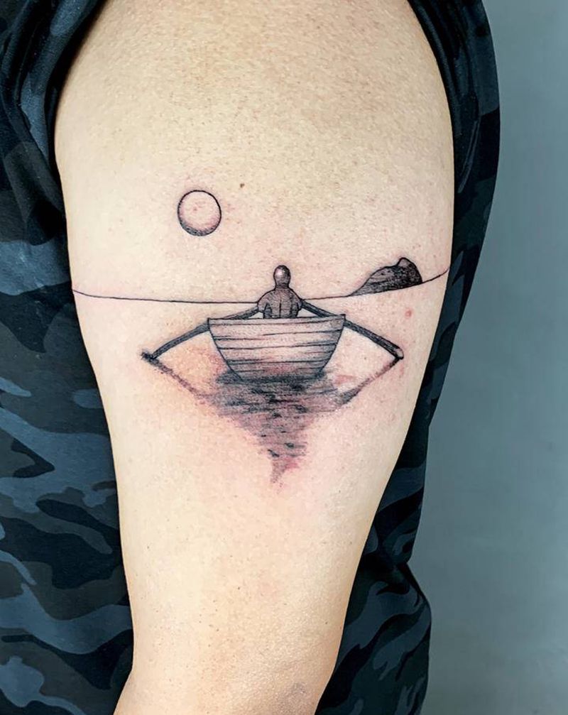 船儿悠悠纹身图片_手臂手部欧美写实点刺纹身图案
