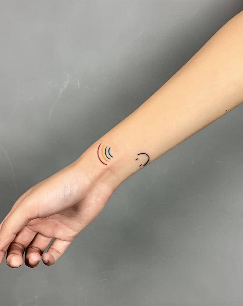 小清新两枚纹身图片_手臂手部几何图腾纹身图案