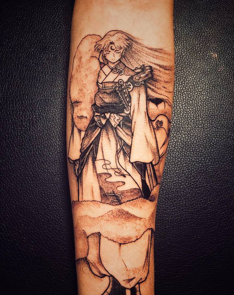 杀生丸纹身图片_手臂点刺纹身图案