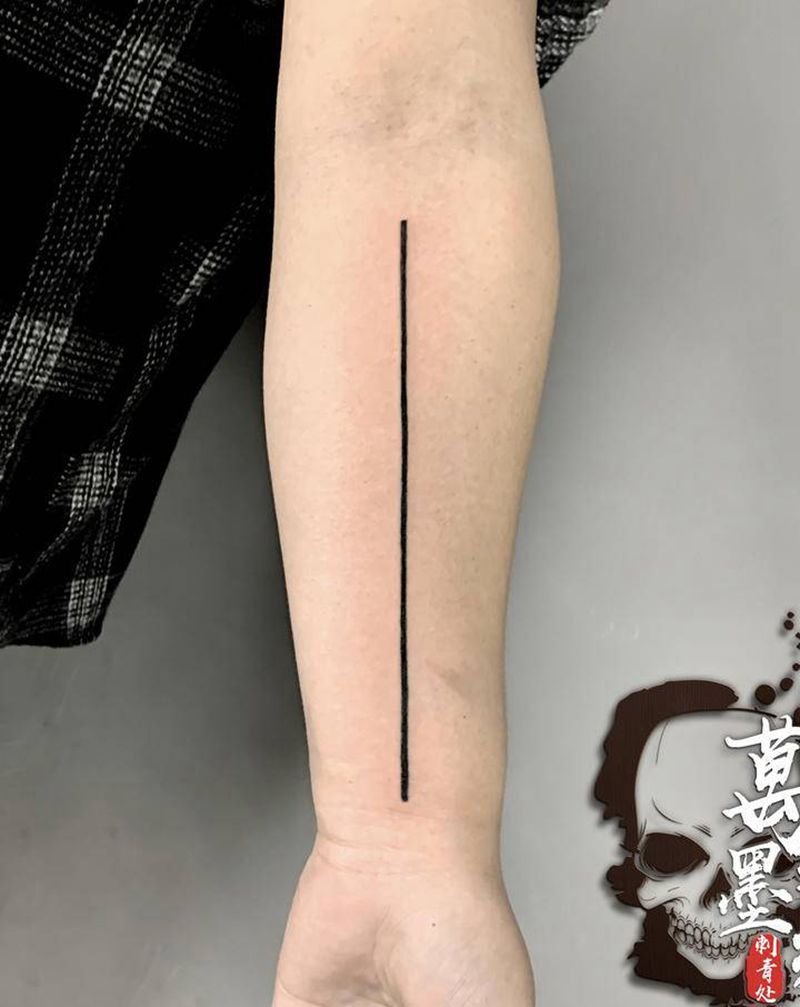 死亡直线纹身图片_手臂手部图腾几何纹身图案