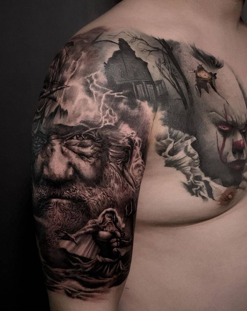 海王纹身图片_手臂手部欧美写实纹身图案