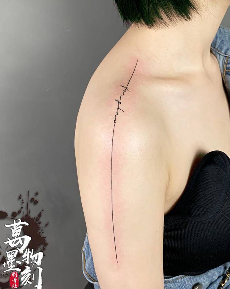 死亡直线纹身图片_肩部背部点刺几何纹身图案