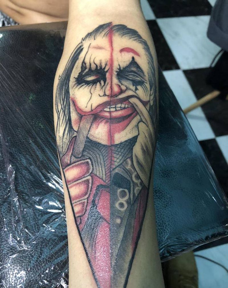 小丑纹身图片_手臂纹身图案